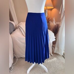Reiss Royal Blue A-Line Pleated Skirt